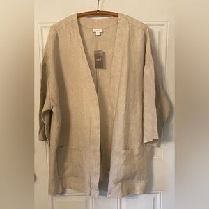 NWT J. Jill Pure Jill 100% Linen Open Front Blazer